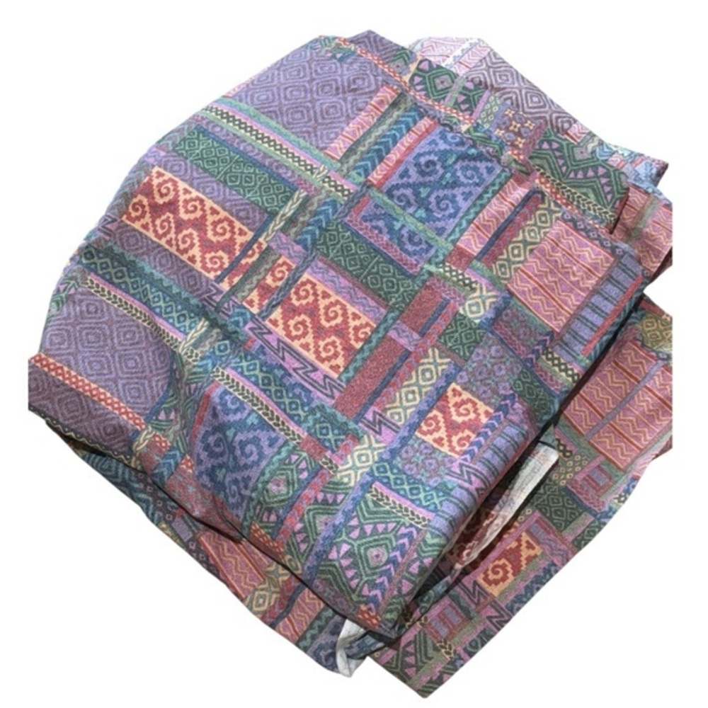 Vintage Wamsutta Fitted & Flat Sheet Set Sz Full Bohemian Patchwork Print‎ USA